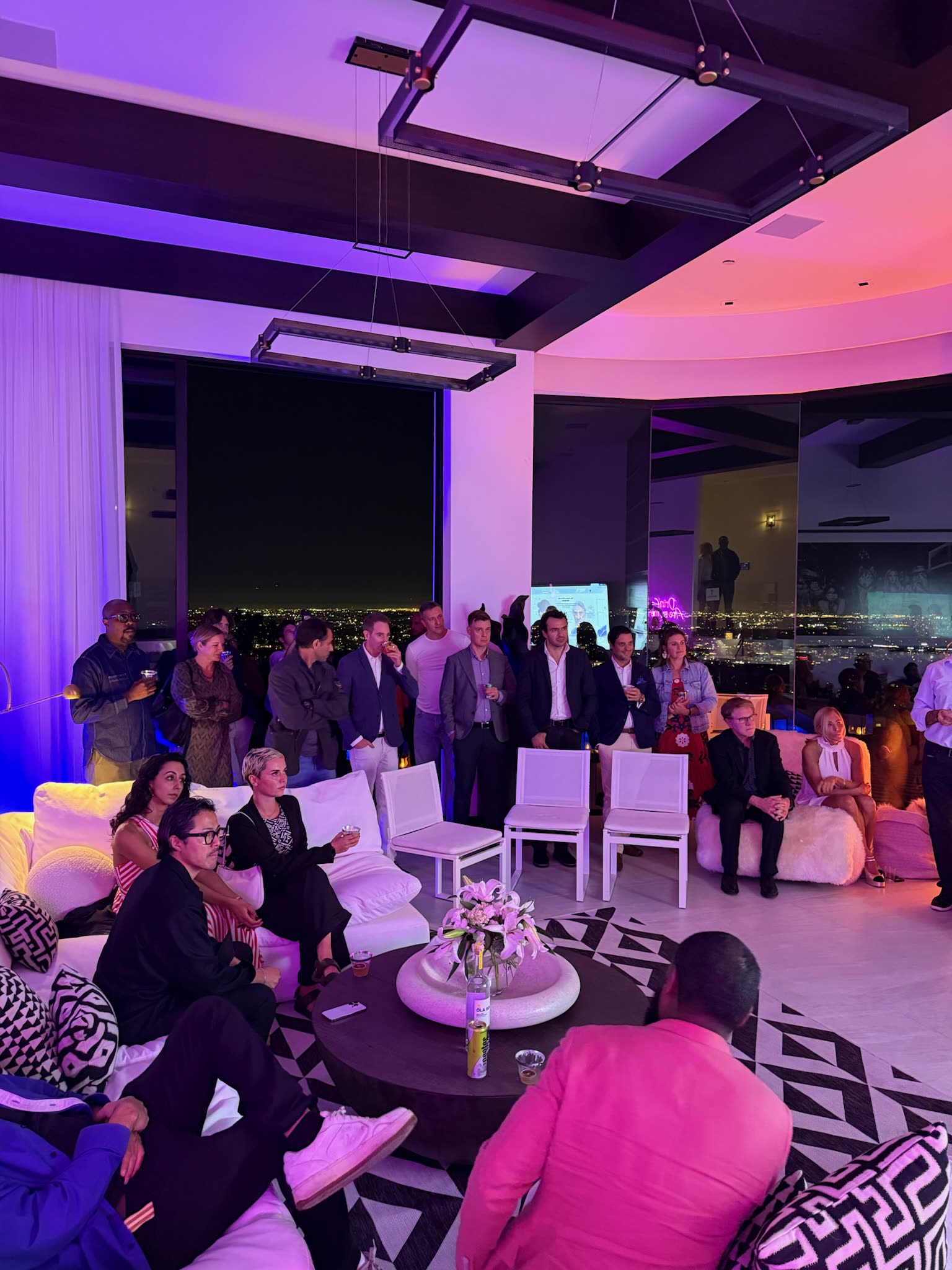 Patrick Neiler hosting AI on the Rocks during LA Tech Week, welcoming guests to the evening